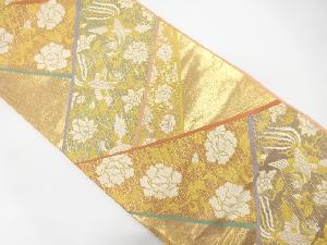 切りばめ風　鳳凰に花唐草模様織り出し袋帯